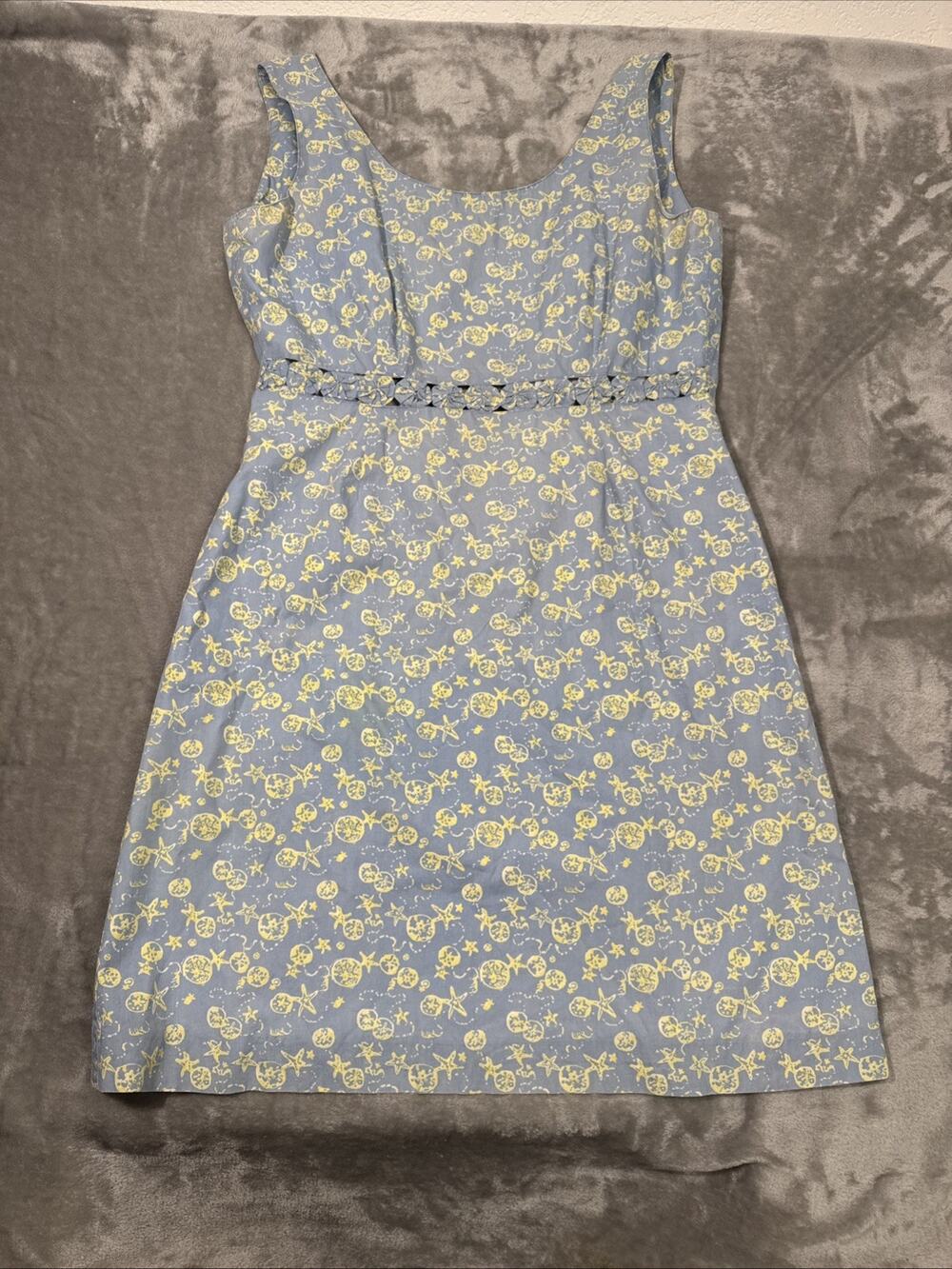 Lilly Pulitzer Black Light Glows Sleeveless Mini Dress Size 10 Light Blue Knee